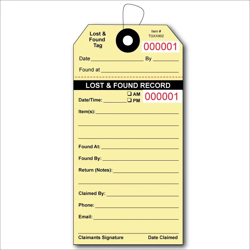 Lost & Found Manila Tags with String Attached