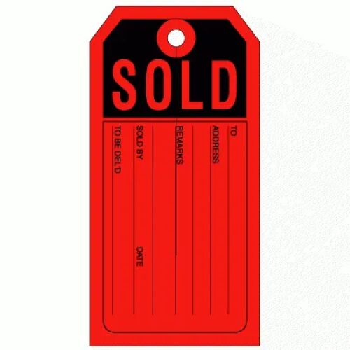 Qty. 25 Sold Tags with Slit Merchandise Tags Red / White - Helia