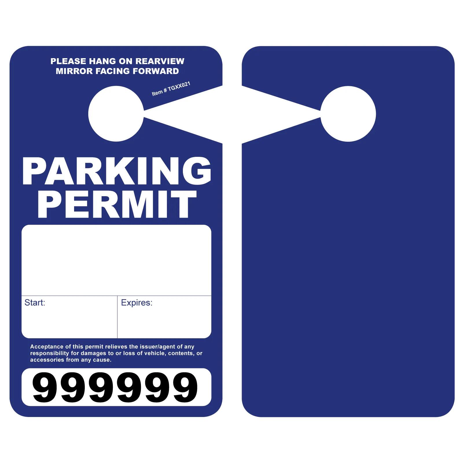 Large & thick plastic parking permits, Rear view mirror tag - AMS Printing