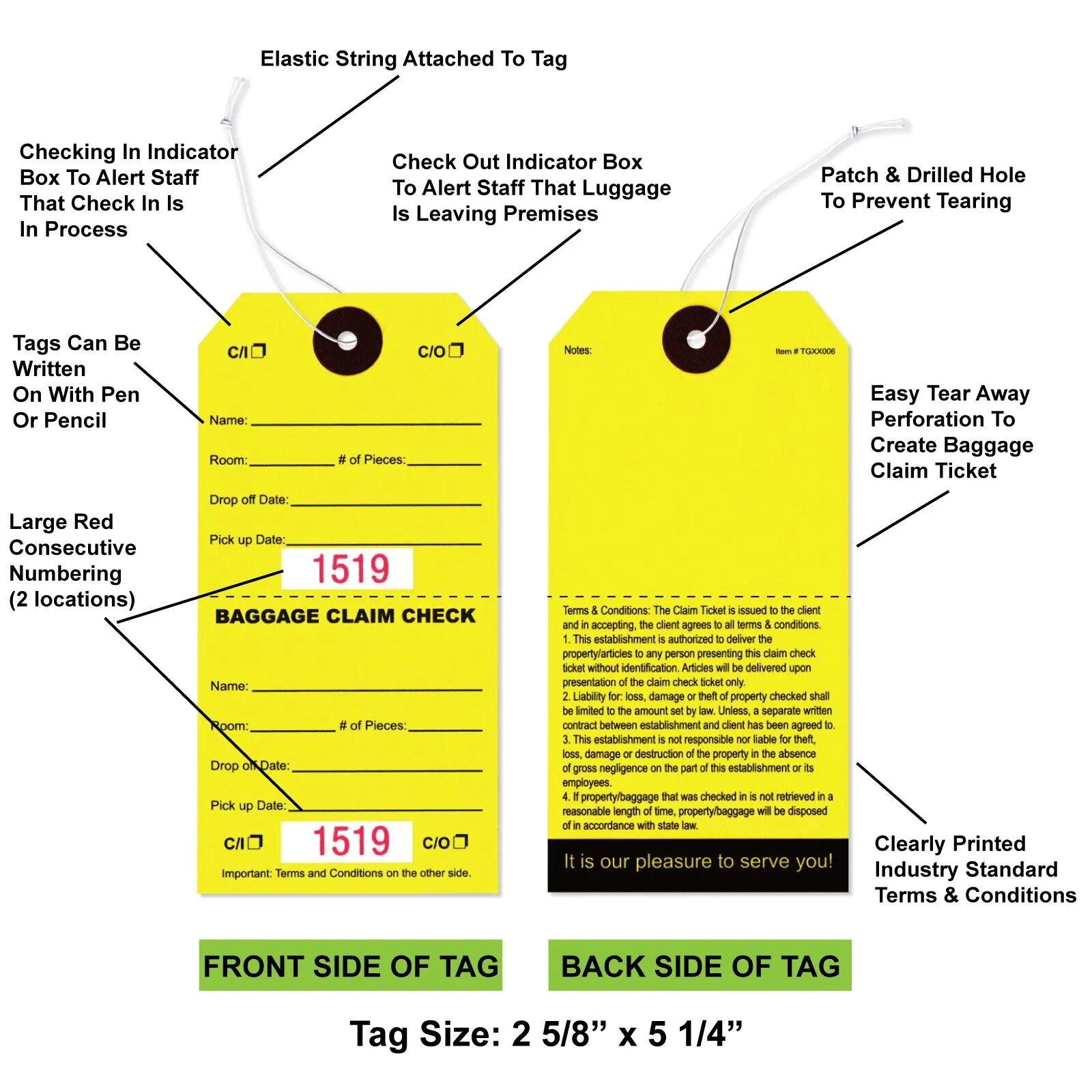 Yellow #4 Merchandise Tag With String