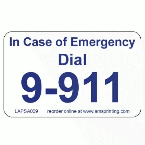 In Case of Emergency Dial 9-911 Phone Labels, 1.25