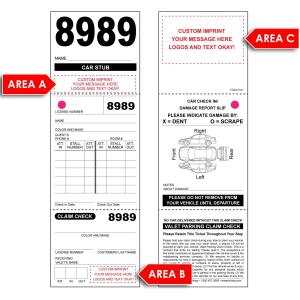 3 Part Valet Parking Ticket