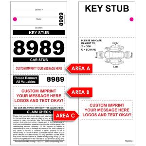 3 Part Valet Parking Ticket