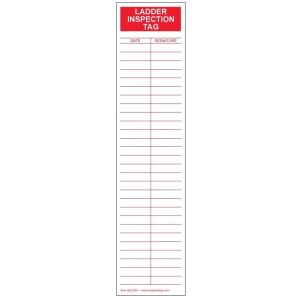 Ladder Inspection Labels, High Visibility Red on White Vinyl